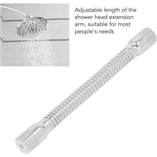 Adjustable Shower Head Extension Arm Stainless Steel 360 Rotatable Telescoping Silver 1 Pack 1