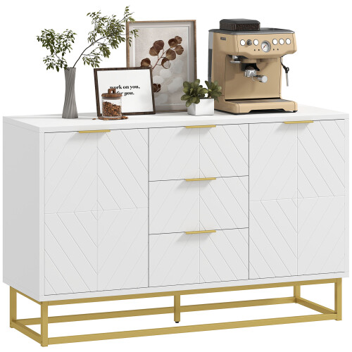 Homcom HOMCOM Sideboard Storage Cabinet with Adjustable Shelves, White 1