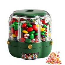 Rotating Food Dispenser 360 Six Compartment Airtight Large Capacity Snack and Grain Organizer Dark Green