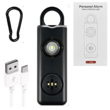 Safety Alarm for Women 130dB Loud Self Defense Keychain with LED Strobe Light Black