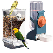 Set di Mangiatoie per Uccelli Senza Sporcare, Accessori per Gabbie per Mangiatoie Automatiche per Pappagalli, Contenitore per Cibo e Abbeveratoio per