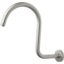 Rise Shower Head Extension Arm with Flange, SShaped Stainless Steel RustResistant, Brushed Silver