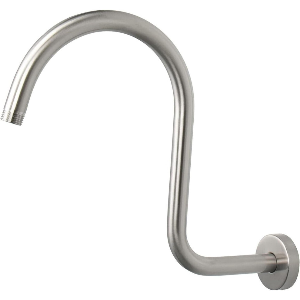 Rise Shower Head Extension Arm With Flange, Sshaped Stainless Steel Rustresistant, Brushed Silver 9169991137919