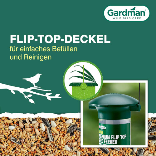 Gardman Gardman Flip Top Bird Seed Feeder Green 1