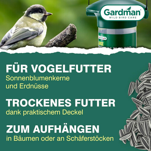 Gardman Gardman Flip Top Bird Seed Feeder Green 2