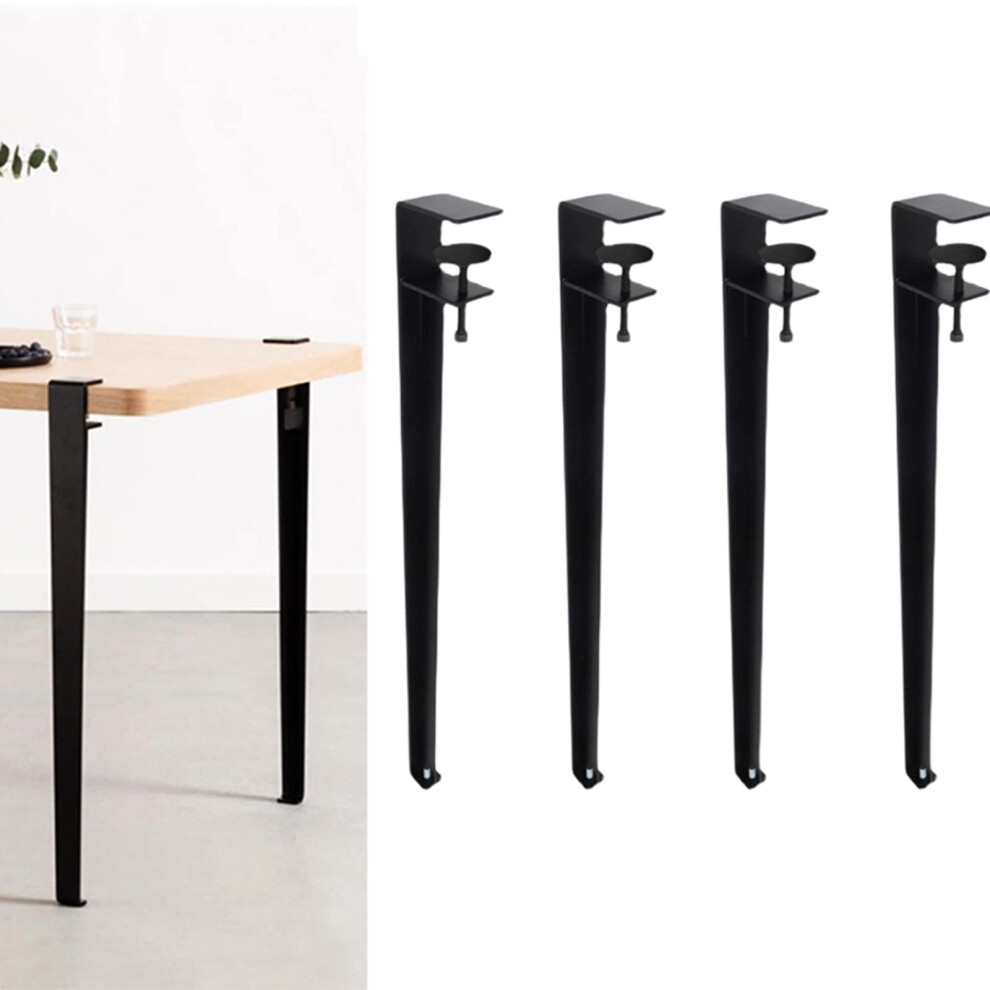 4Pcs Adjustable Metal Table Legs Black 40Cm, Nodrill Fshape Design With Rustresistant Finish 9092120874457