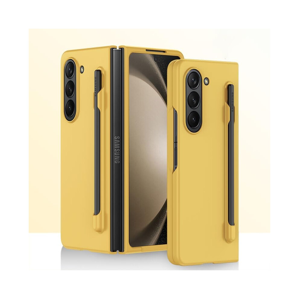 Case With S Pen Holder, Shockproof Full Body Protective Lemon Cover For Samsung Galaxy Z Fold 5 Yellow 9169991087153