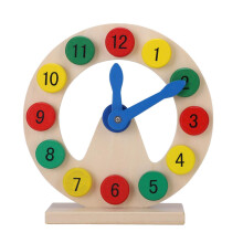 Wooden Learning Clock for Kids with Number Recognition Blocks and Montessori Time Teaching