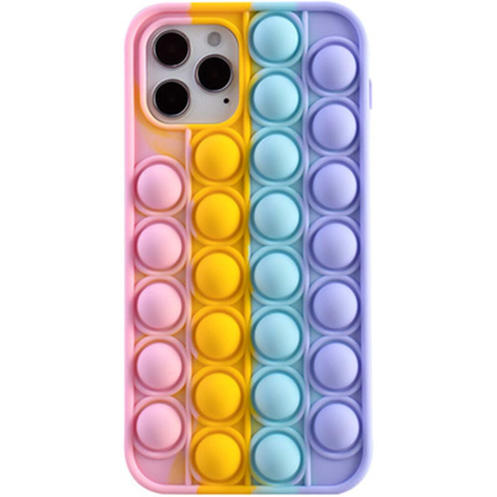 Fidget Phone Case With Builtin Push Pop Bubbles, Rainbow Silicone Cover For Iphone 712 Pro Max 9053599463559