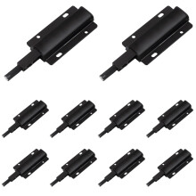 10Pack Push to Open Cabinet Latch, Magnetic Catch, NoDrill Aluminum Alloy in Black Gold