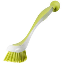 Dishwashing Brush with Suction Cup Base, Long Handle Kitchen Scrub Brush for Sink and Pots