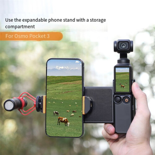 For  Pocket 3 Cellphone Mount with Extension Handle & Storage Case Versatile Bracket for Camera Accessories 2