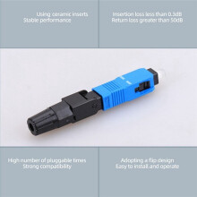 50Pcs SC/UPC Fiber Optic Fast Connectors Pre-Buried Quick Connector Fiber Assembly Adapters for Field Installation
