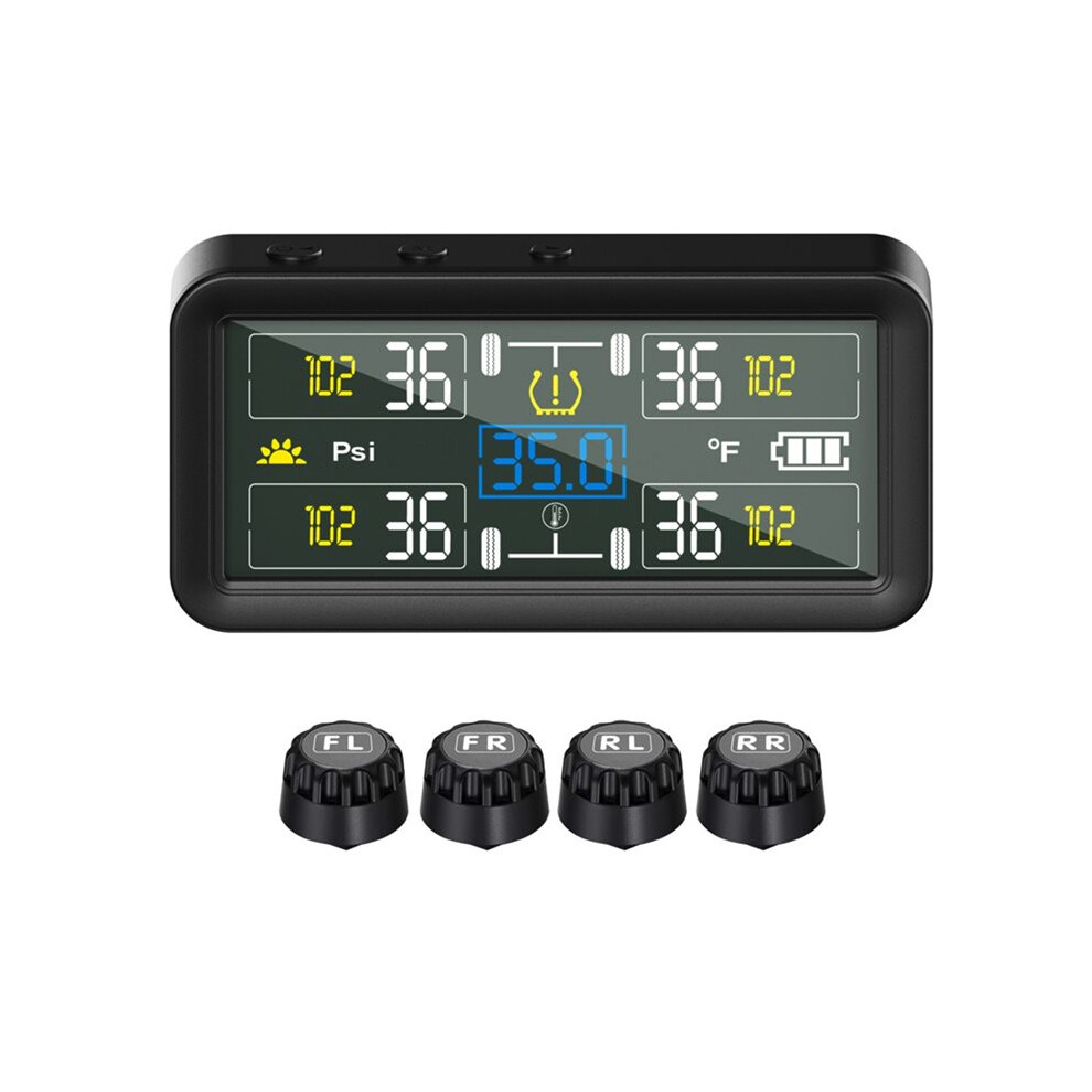 Solar Tire Pressure Monitoring System Tpms With 4 Inches Lcd Display 5 Modes Tire Pressure Monitor For Rv/Trailer/Truck 6033725999438