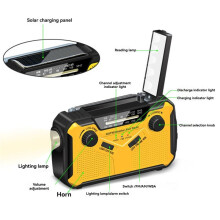 Emergency Radio AM/FM Portable Radio Solor Hand Crank USB Rechargeable Torch Reading Lamp SOS Alarm for Emergencies