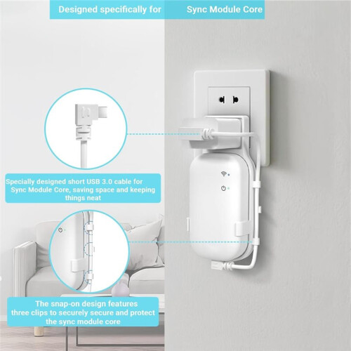 Outlet Wall Mount for Blink Sync Module Core Sync Module Mount for Outdoor/Indoor Security Camera with Short Cable 1
