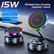 15W Foldable Magnetic Car Mount Charger Wireless Car Charger for Car Dashboard,360 Vacuum Magnetic Phone Holder for Car
