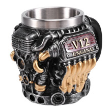 V12 Engines Stainless Steel Coffee Mug,Outdoor Cup Car Engine Coffee Cup with Insulated Handle for Car Lovers Gift