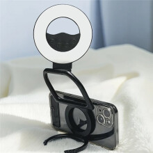 Anneau Lumineux LED Noir Rechargeable par USB pour Selfies avec Objectif de Téléphone Portable et Lampe Selfie LED pour Smartphone