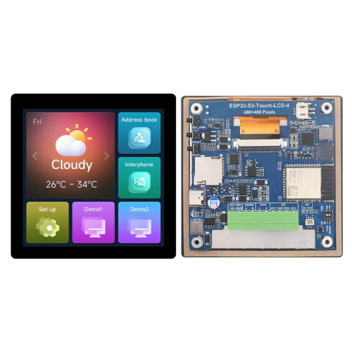 ESP32 S3 4In LCD Development Board 480x480 Touch Screen Display TVBOX LVGL HMI Sensor CAN RS485 Electronic Component Kit