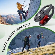 Micro Mobile Pulley 28KN Mobile Single Pulley Cheek Shaped for Max Rope 12mm Rope for Climbing, Rescue Lifting RED