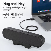 Altavoces Minimalistas de Alta Potencia de 10 W para Ordenador de Escritorio, Barra de Altavoces con Monitor USB y Cable de Conexión con Clip.