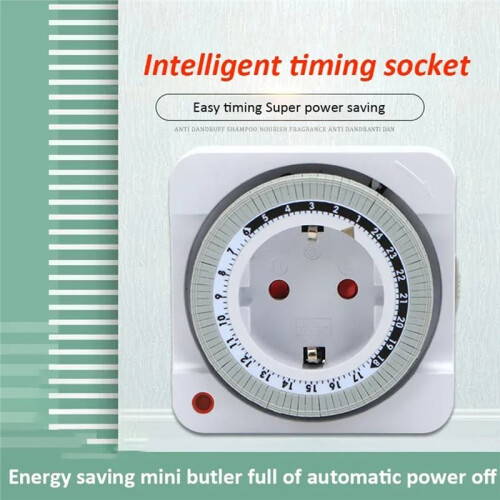2PCS Mechanical Timer Socket 24H Countdown Auto Power Off Programmable Cycle  Saving Indoor EU Plug 1