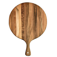 Pizza Peel Round Wooden Serving Board with Handle for Pizza Bread Cheese and Charcuterie