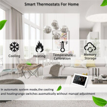 WiFi Thermostat 4.8 Inch LCD Touch Screen Wireless Heat Pump Thermostat C-Wire Adapter Included