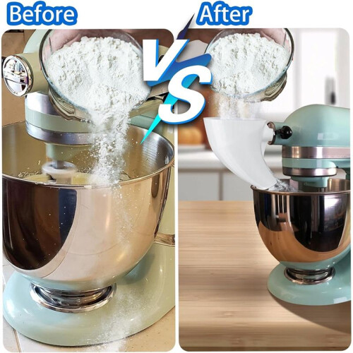 Flour Funnel Stand Mixer Attachment for  Mixer KSM150 5-Quart Icing Egg Liquid Funnel White 2