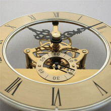Quiet Operate Quartzs Movement Clock Face 126mm Gold Trim Skeletons Gear Clock  Insert Roman Numeral for Home