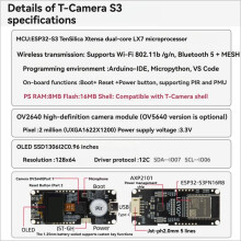 LILYGO T-Camera-S3 ESP32-S3 WiFi  Development Board with 0.96-Inch OLED Display 2MPCamera AI-Enabled for IoT Projects