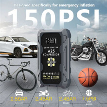 Car Jump  with Air Compressor  1500A Auto Battery Booster 150PSI Air Pump Portable Power Bank Tire Inflator
