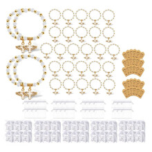 30PC Rosary Bracelets Charms with Angel Wing Acrylic Baptism Beaded Bracelets for Women Men Baptism Favors A