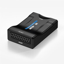 -Compatible to SCART Video Audio Converter with Power Adapter for HDTV Box DVD Television Signal 1080P Converter