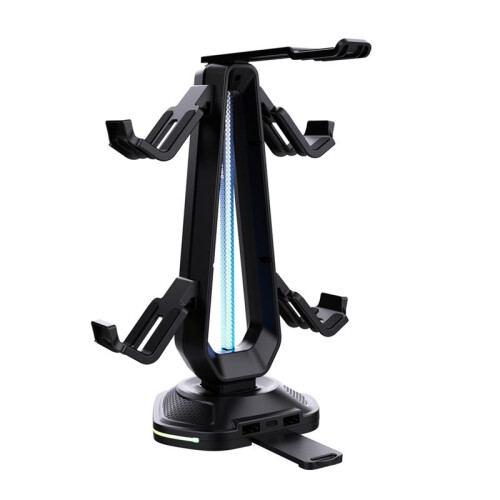 Multifunctional Gaming Controller Headset Stand RGB Lighting Dual USB Charging  Desk Controller Holder 2