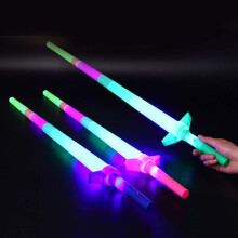 4 Section LED Glow Sword for Kids with MultiMode Flashing Light, Retractable Stick for Parties