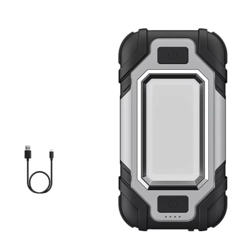 Led Flashlight USB with Built-in Battery Multi Function Folding Work Light COB Waterproof Fishing Camping Torch Grey