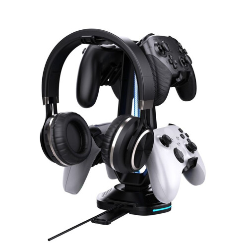 Multifunctional Gaming Controller Headset Stand RGB Lighting Dual USB Charging  Desk Controller Holder