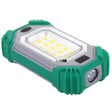 Luz de Trabalho LED Portátil com Ímãs Duplos, Lanterna Recarregável Ajustável para Carregar Celular, Verde