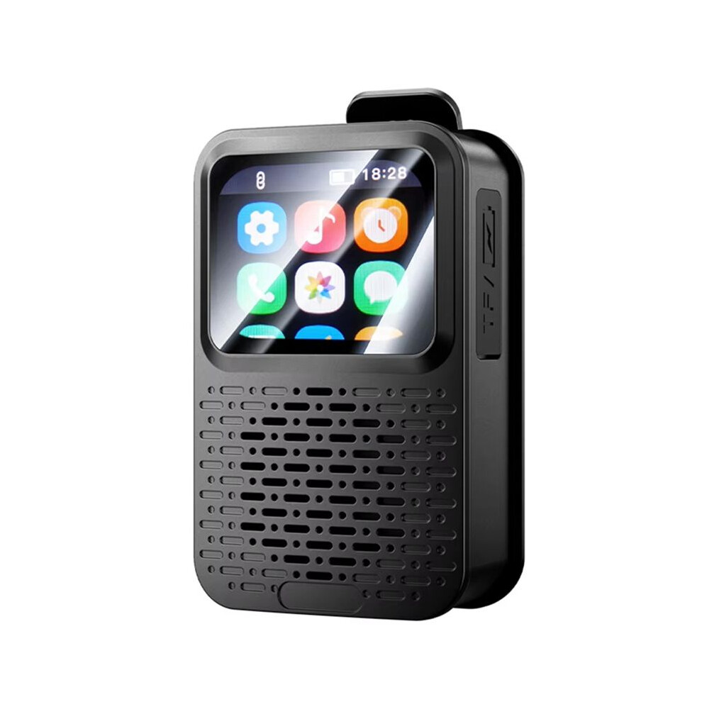 Wearable Speaker Ipx5 Waterproof Screen Powerful Bass Subwoofer Touch Screen Alarm Clock Wireless Player,B 6031535532388