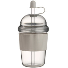 1 Stück 430 Ml Transparenter Kaffeebecher mit Deckel und Strohhalm, Geeignet für Bubble Tea, Saft, Getränke Aus Kunststoff, für die Hausbar