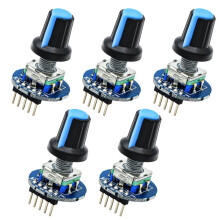 5PCS EC11 Rotary Encoder Module 5V Push Button 360 Degree Rotation for DIY Projects with Knob Cap