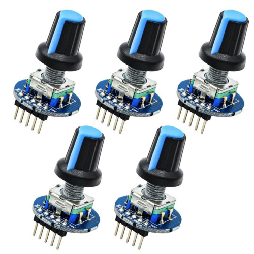 5PCS EC11 Rotary Encoder Module 5V Push Button  360 Degree Rotation for  DIY Projects with Knob Cap