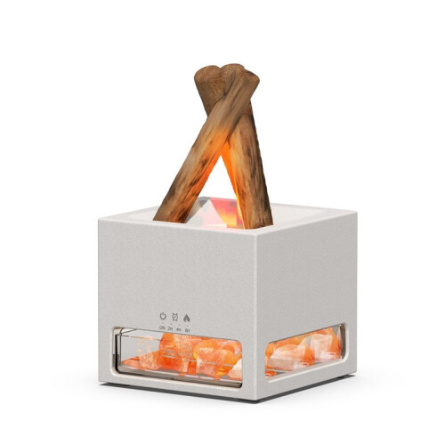 2-in-1 Himalayans Salt Lamp & Essential Oil Diffuser Aromatherapy Diffuser Automatic Fragrance Flame Humidifier White 1