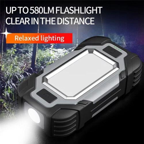 Led Flashlight USB with Built-in Battery Multi Function Folding Work Light COB Waterproof Fishing Camping Torch Yellow 2