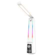 LED Eye-Protection Desktop Study Lamp, Rechargeable Folding Multi-Functional Desk Lamp, Alarm Clock, Colorful BT Speaker