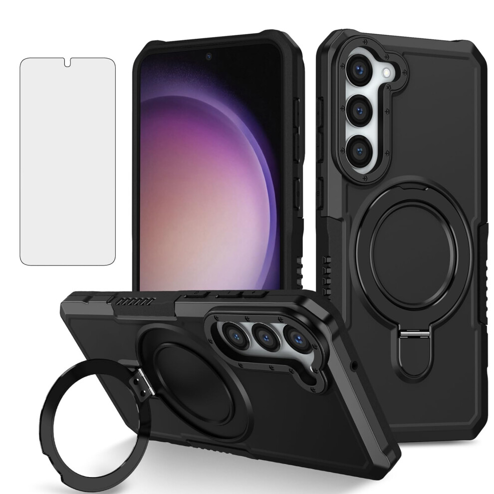 Case For Samsung Galaxy S23 5G With Screen Protector, Slim 360 Ring Stand, AllâInâOne Protection 6.1 Inch 9073542370871