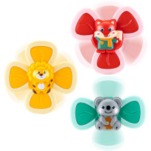 Baby Suction Spinner Toy Set with Bright Cartoon Animals, 360 Spin,  Chair and Bath Use