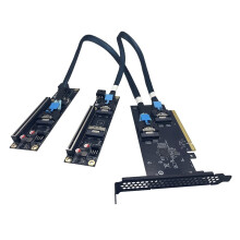 2-Port SlimSAS 8i X2 zu PCIe 5.0 X16 Steckplatz-Adapterkarten-Kits SFF8654 Riser-Karte GEN5 Grafikkarte GPU 6-Pin Stromanschluss